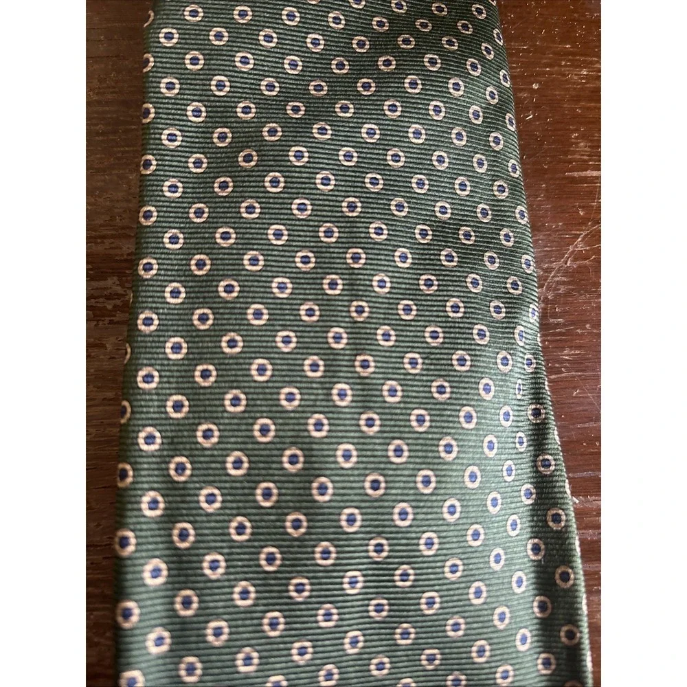 Vtg Brooks Brothers Makers Tie Silk USA Made Green‎ With Gold And Blue